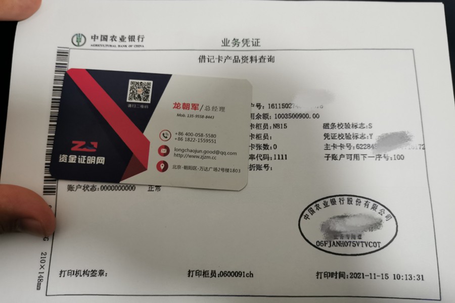 中国农业银行余额小票（10亿）